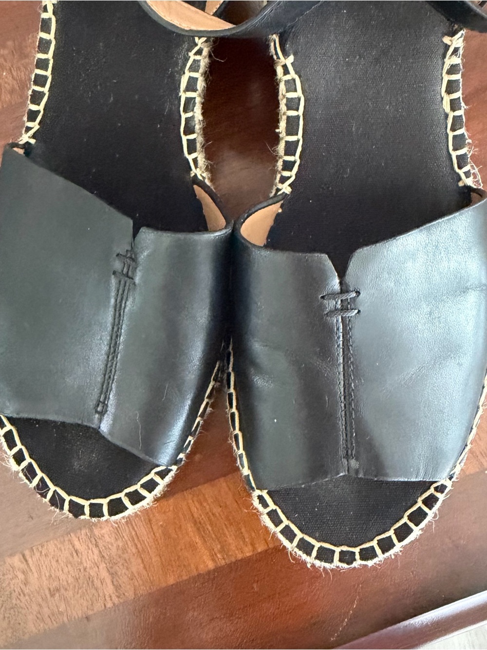 Clarks Artisan Patrina Selma Black Leather Espadrille Ankle-Strap Sandals Size 8 - Picture 4 of 7
